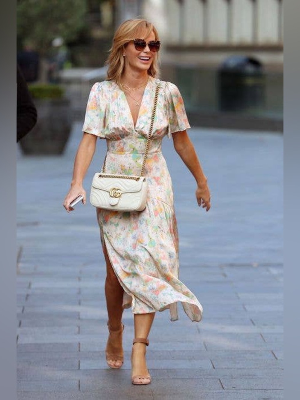 Topshop Pastel Floral V-Neck Midi Dress